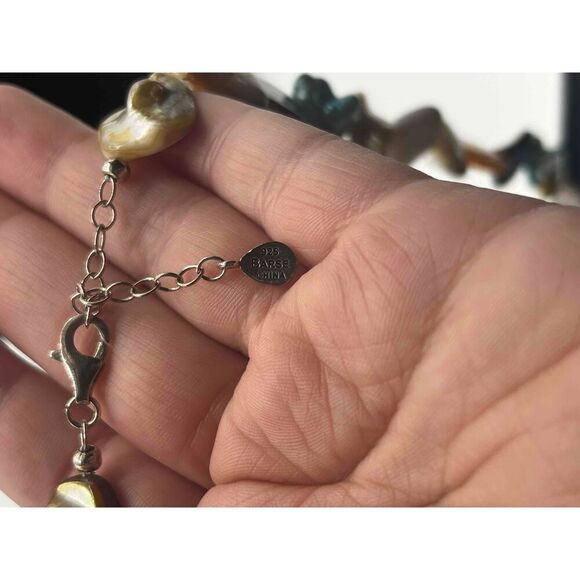 Multicolor Coin Pearl Beaded Necklace Irregular Shaped Beads Boho - Picture 3 of 4